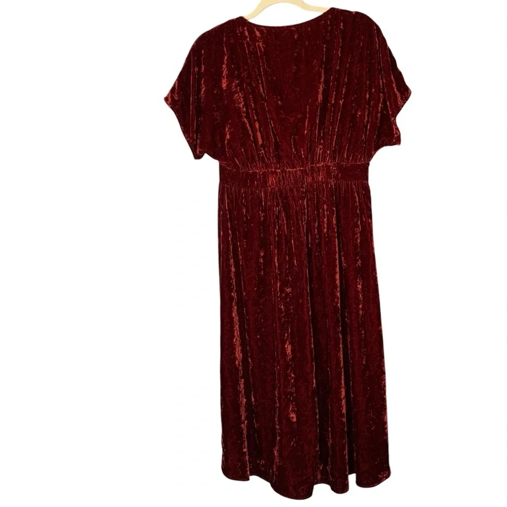 Cabi #3696 rust Empire Grace Tribute crushed velvet velour hi-low dress. Size‎ S - Picture 2 of 8